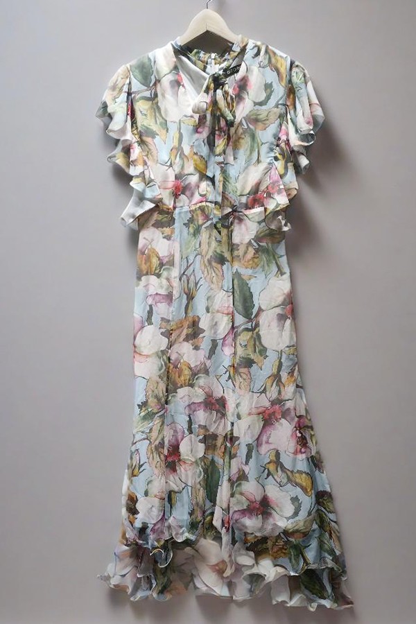 a flowery dress